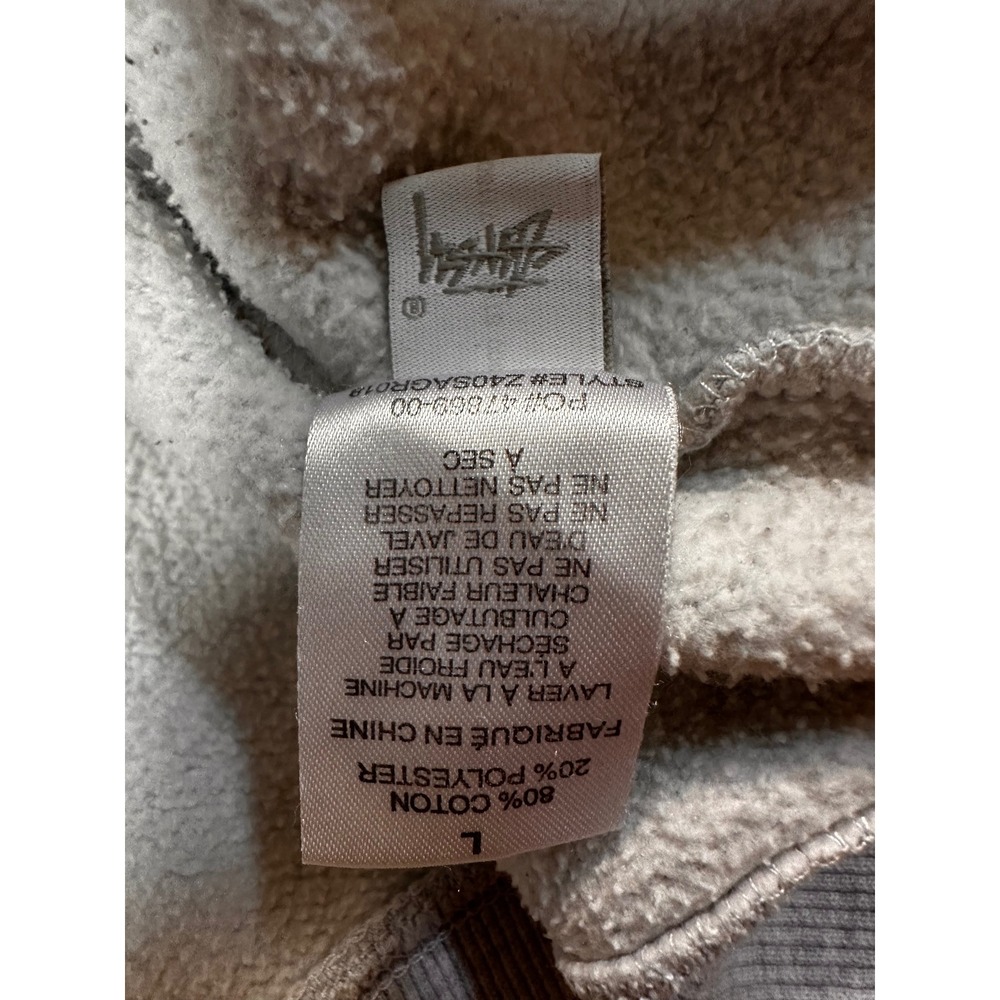 Stussy Mens Heather Gray Sleeve Logo Fleece Pullover Hoodie Size L Z40SAGR018 - Picture 6 of 8